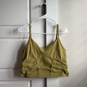 FP Movement Good Karma Ruched Crop Tank Size M/L Olive Green